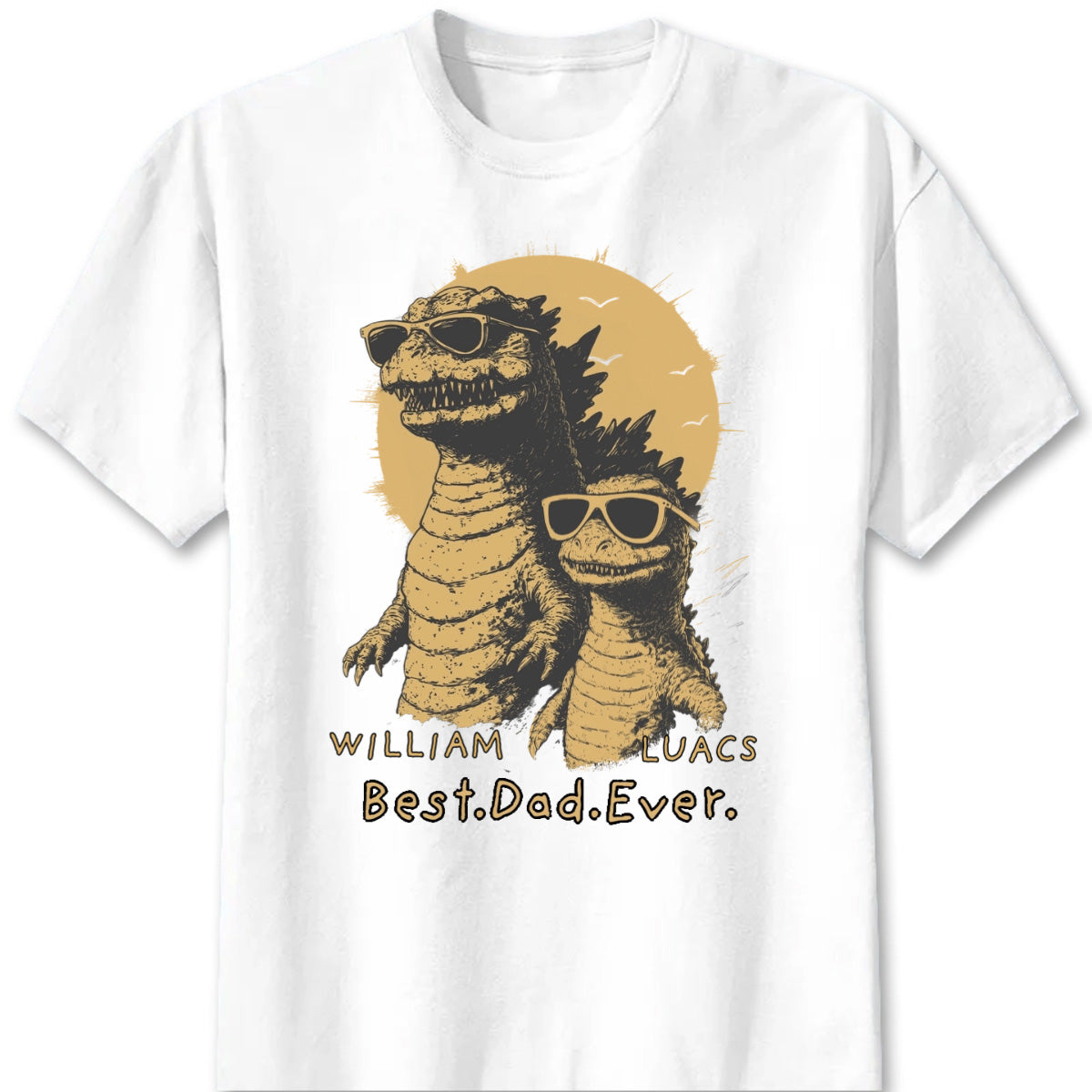 Personalized Best Dad Ever T-Shirt with cool cool sunglasses dinosaur graphic and kids names image 8