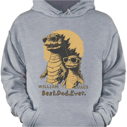 Personalized Best Dad Ever T-Shirt with cool cool sunglasses dinosaur graphic and kids names image 9