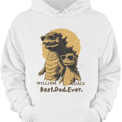 Personalized Best Dad Ever T-Shirt with cool cool sunglasses dinosaur graphic and kids names image 7