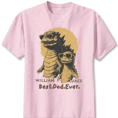 Personalized Best Dad Ever T-Shirt with cool cool sunglasses dinosaur graphic and kids names image 6