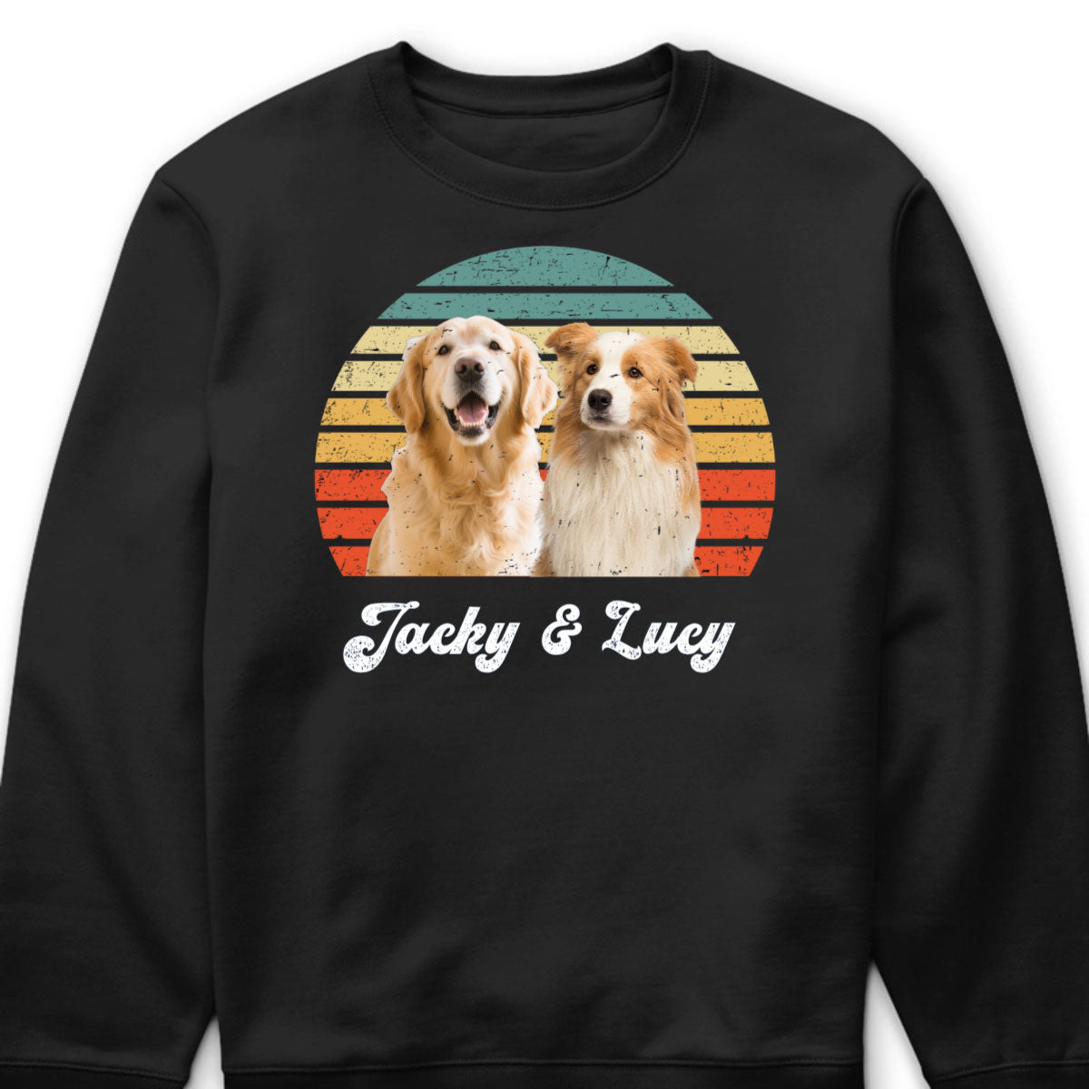 Custom Dog Photo Vintage Sunset Shirt - Personalized Pet Memorial T-Shirt for Dog Lovers