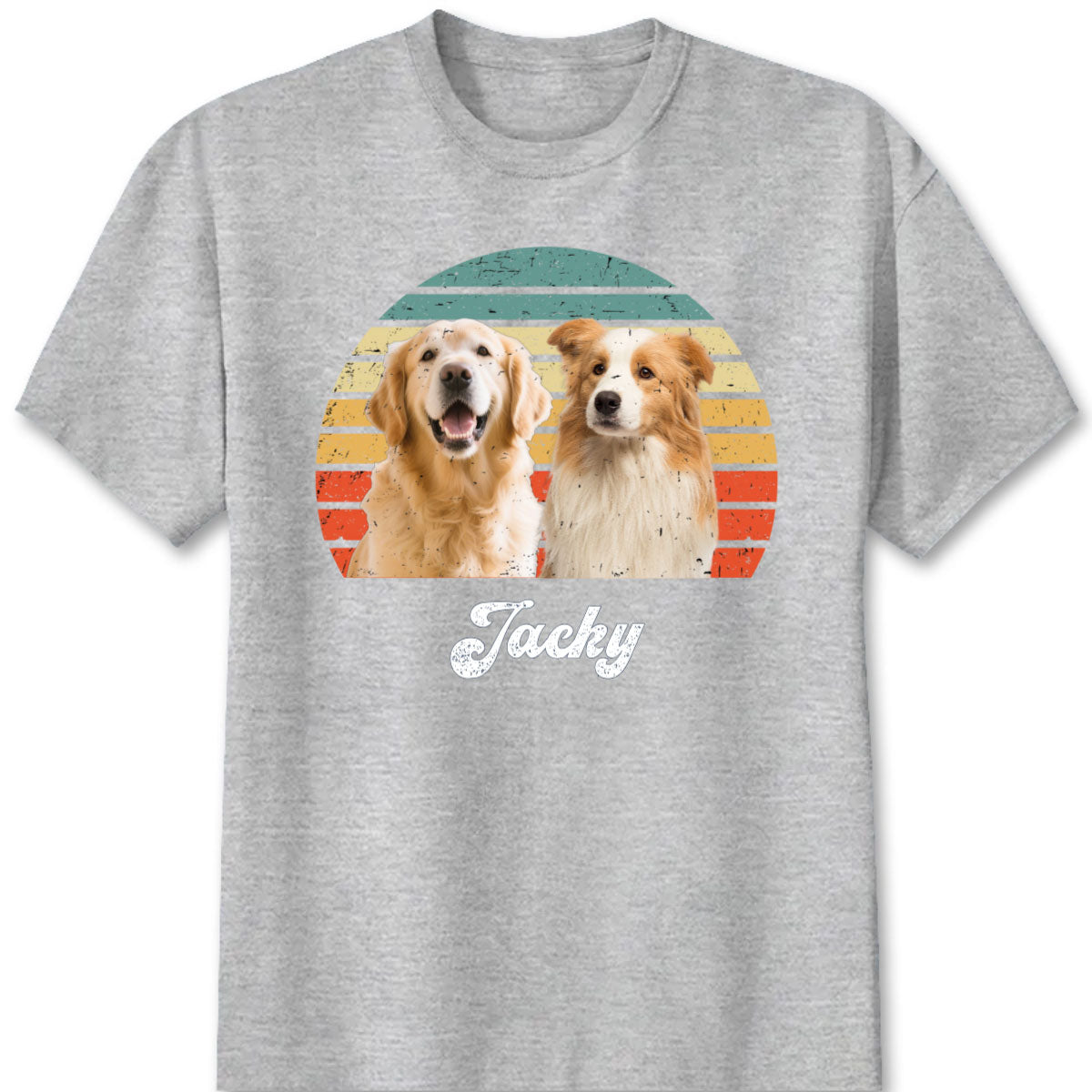 Custom Dog Photo Vintage Sunset Shirt - Personalized Pet Memorial T-Shirt for Dog Lovers