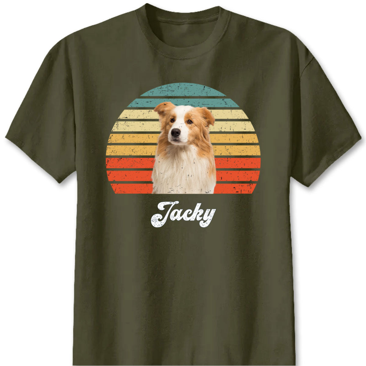 Custom Dog Photo Vintage Sunset Shirt - Personalized Pet Memorial T-Shirt for Dog Lovers