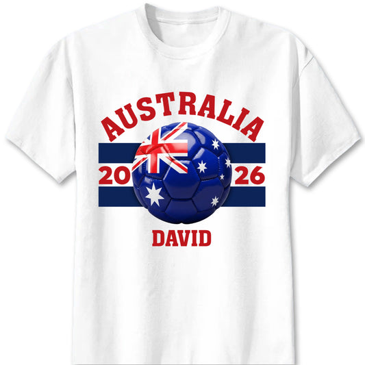 Custom soccer ball flag shirt with personalized name print for dedicated football fans