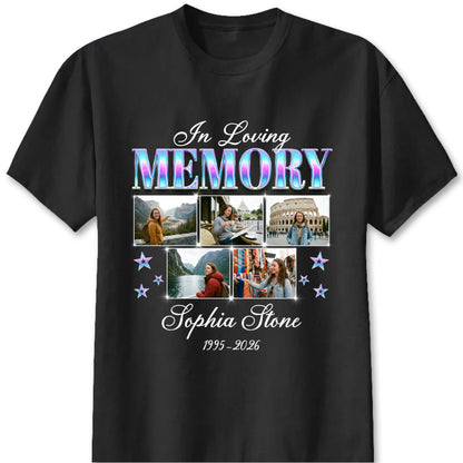 In Loving Memory Photo Collage T-Shirt - Personalized Remembrance Gift for Loss of Loved One