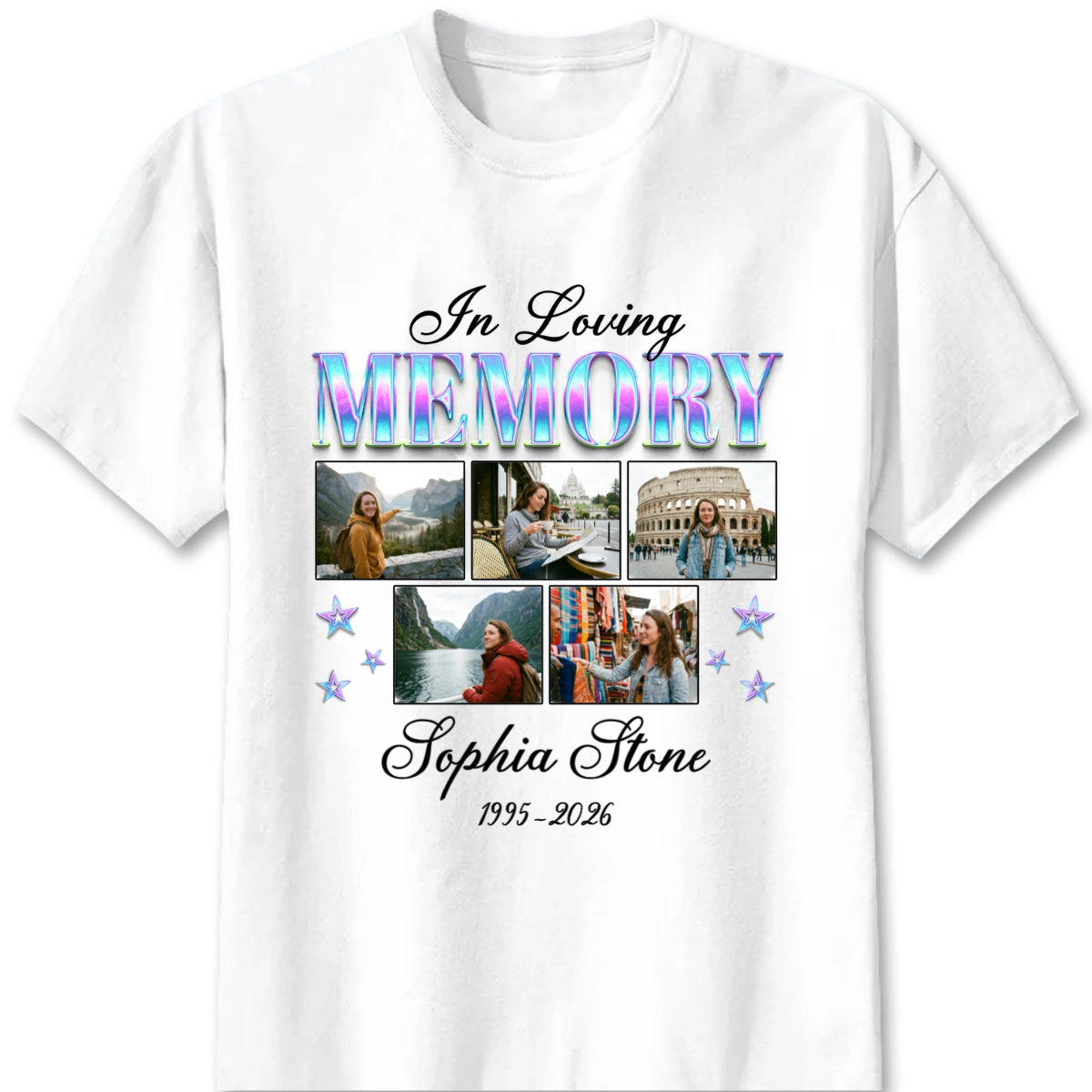 In Loving Memory Photo Collage T-Shirt - Personalized Remembrance Gift for Loss of Loved One