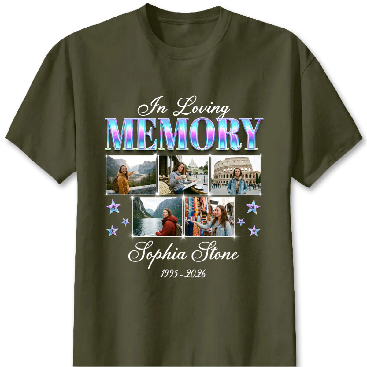 In Loving Memory Photo Collage T-Shirt - Personalized Remembrance Gift for Loss of Loved One