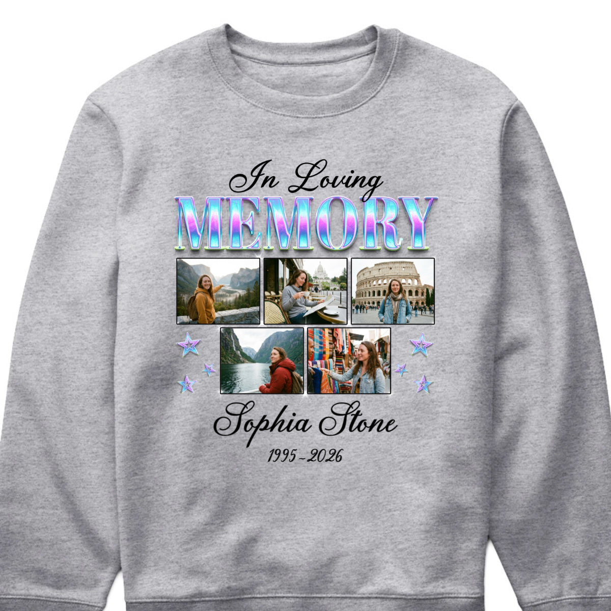 In Loving Memory Photo Collage T-Shirt - Personalized Remembrance Gift for Loss of Loved One