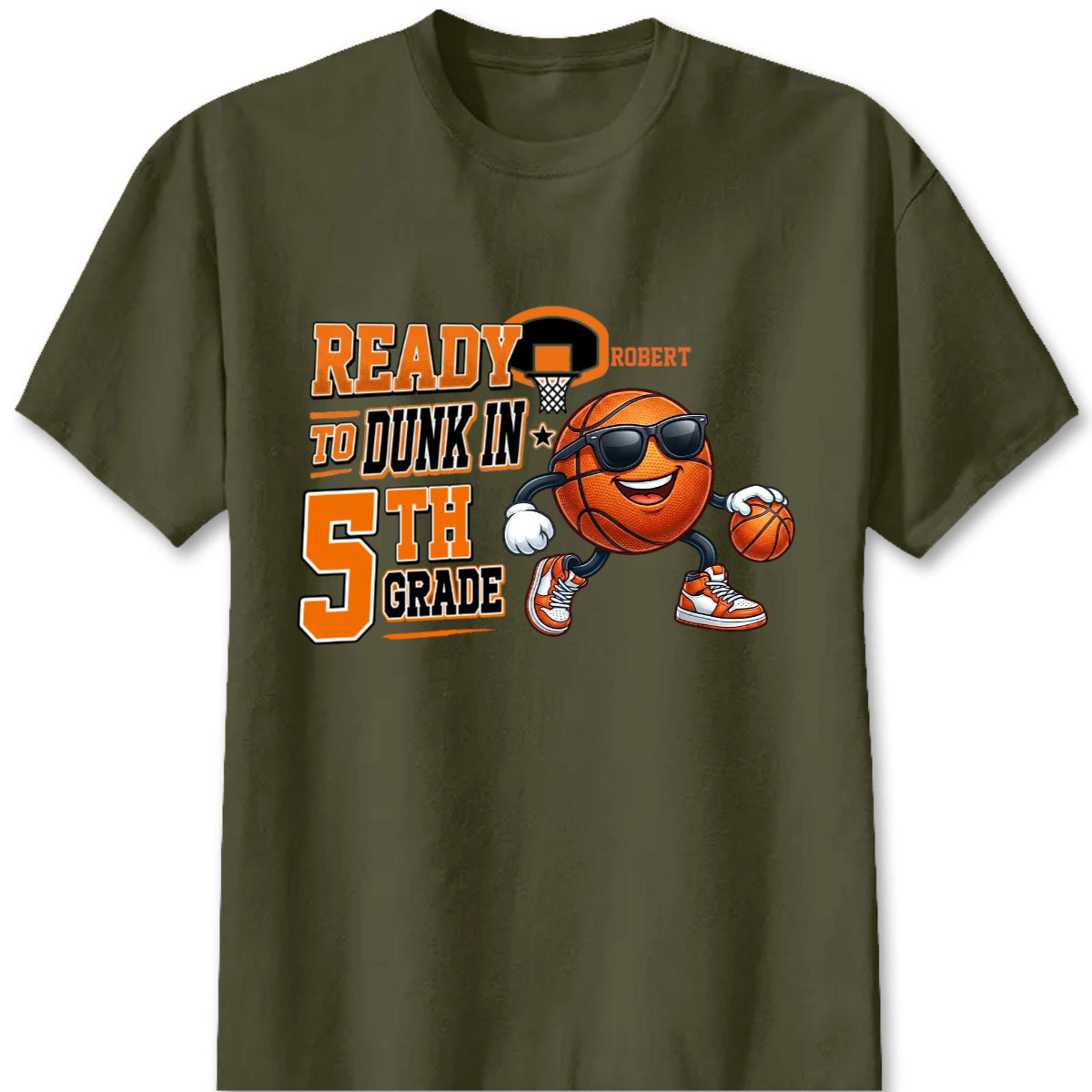 "Game On, Ready to Dunk" Personalized Basketball T-Shirt for Kids - Custom Back to School Gift