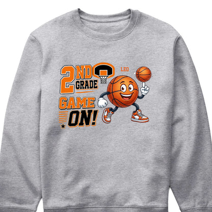 "Game On, Ready to Dunk" Personalized Basketball T-Shirt for Kids - Custom Back to School Gift