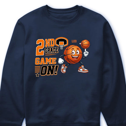 "Game On, Ready to Dunk" Personalized Basketball T-Shirt for Kids - Custom Back to School Gift