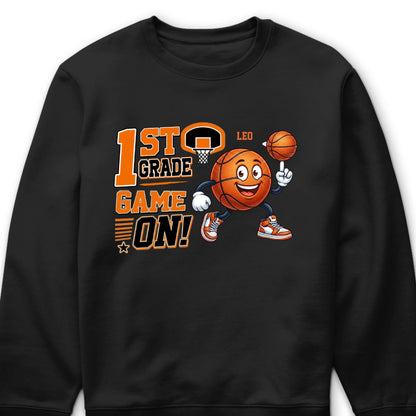 "Game On, Ready to Dunk" Personalized Basketball T-Shirt for Kids - Custom Back to School Gift