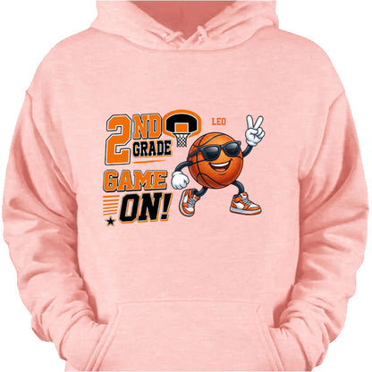 "Game On, Ready to Dunk" Personalized Basketball T-Shirt for Kids - Custom Back to School Gift
