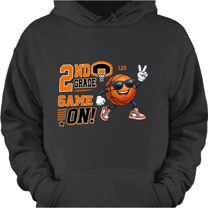 "Game On, Ready to Dunk" Personalized Basketball T-Shirt for Kids - Custom Back to School Gift