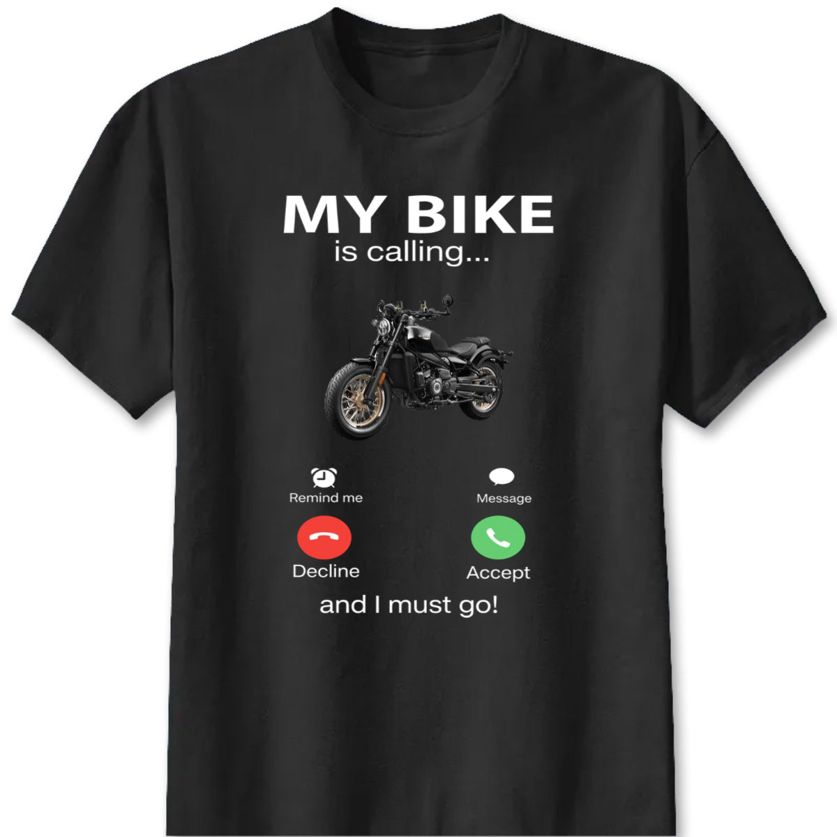 "My Bike Is Calling" Personalized Motorcycle Photo T-Shirt - Custom Gift for Biker Lovers