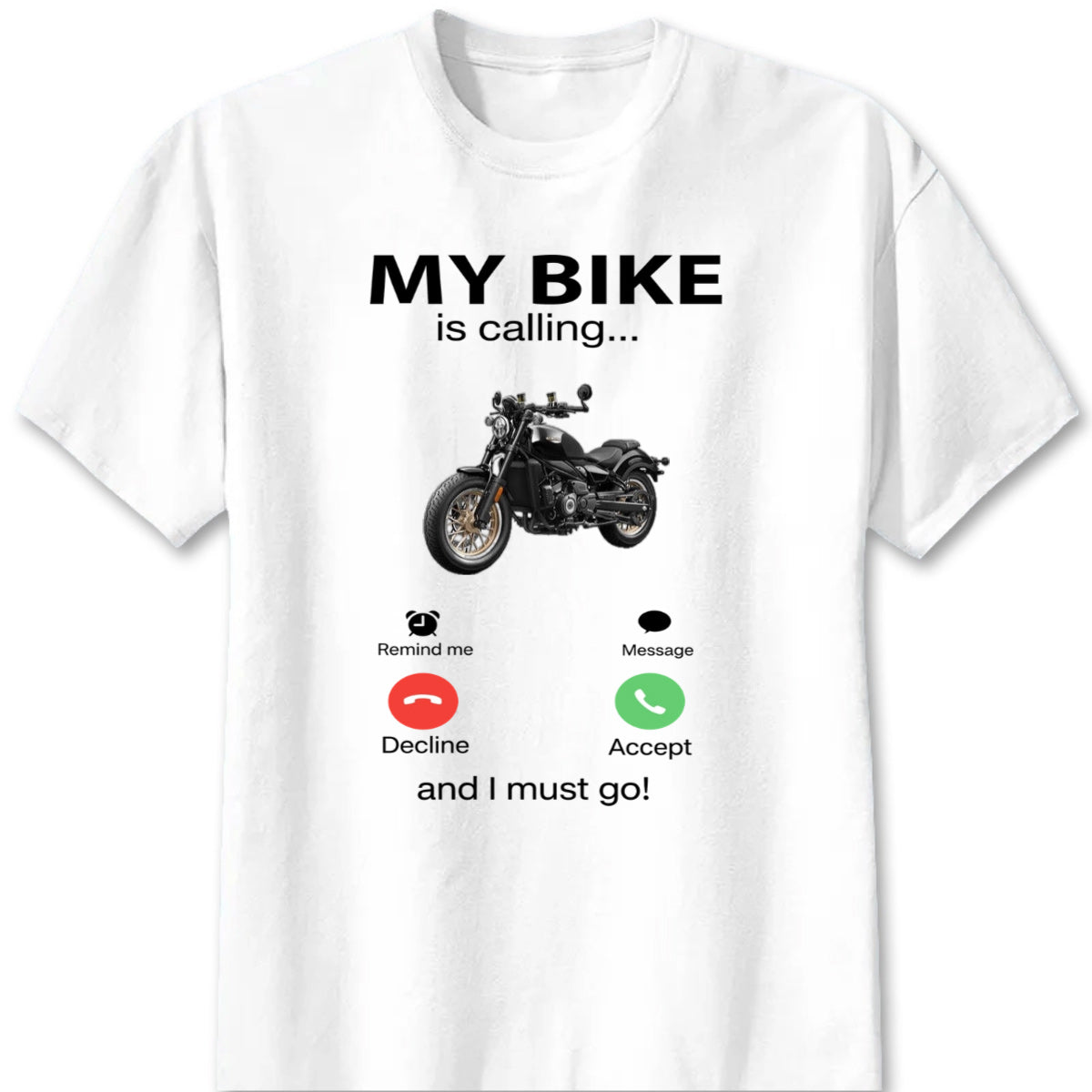 "My Bike Is Calling" Personalized Motorcycle Photo T-Shirt - Custom Gift for Biker Lovers
