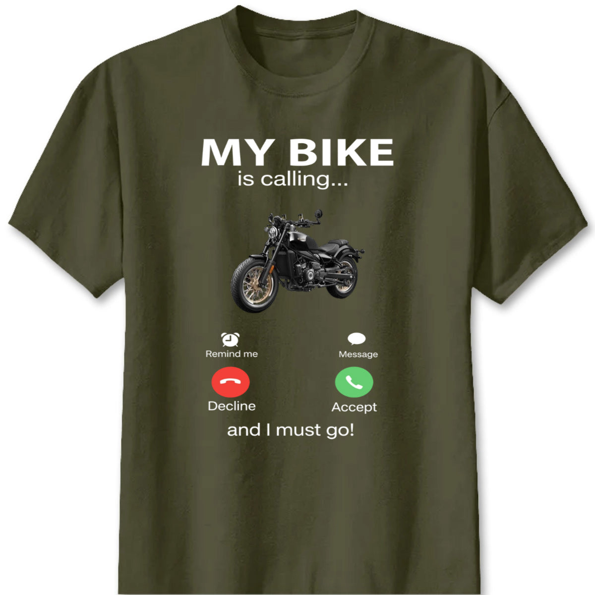 "My Bike Is Calling" Personalized Motorcycle Photo T-Shirt - Custom Gift for Biker Lovers