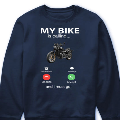 "My Bike Is Calling" Personalized Motorcycle Photo T-Shirt - Custom Gift for Biker Lovers