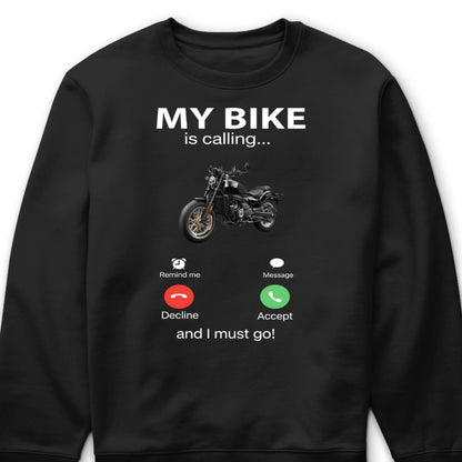 "My Bike Is Calling" Personalized Motorcycle Photo T-Shirt - Custom Gift for Biker Lovers