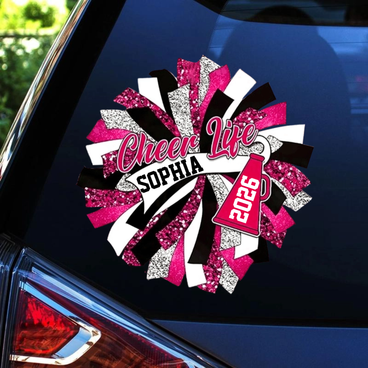 Personalized Cheerleading Pom Pom Girl Sticker - Custom Gift for Cheerleading Lovers