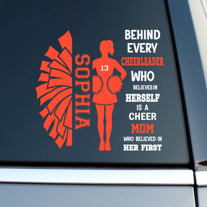 Custom Cheer Player Car Decal - Personalized Cheer Name & Number Sticker for Sports Moms and Dads