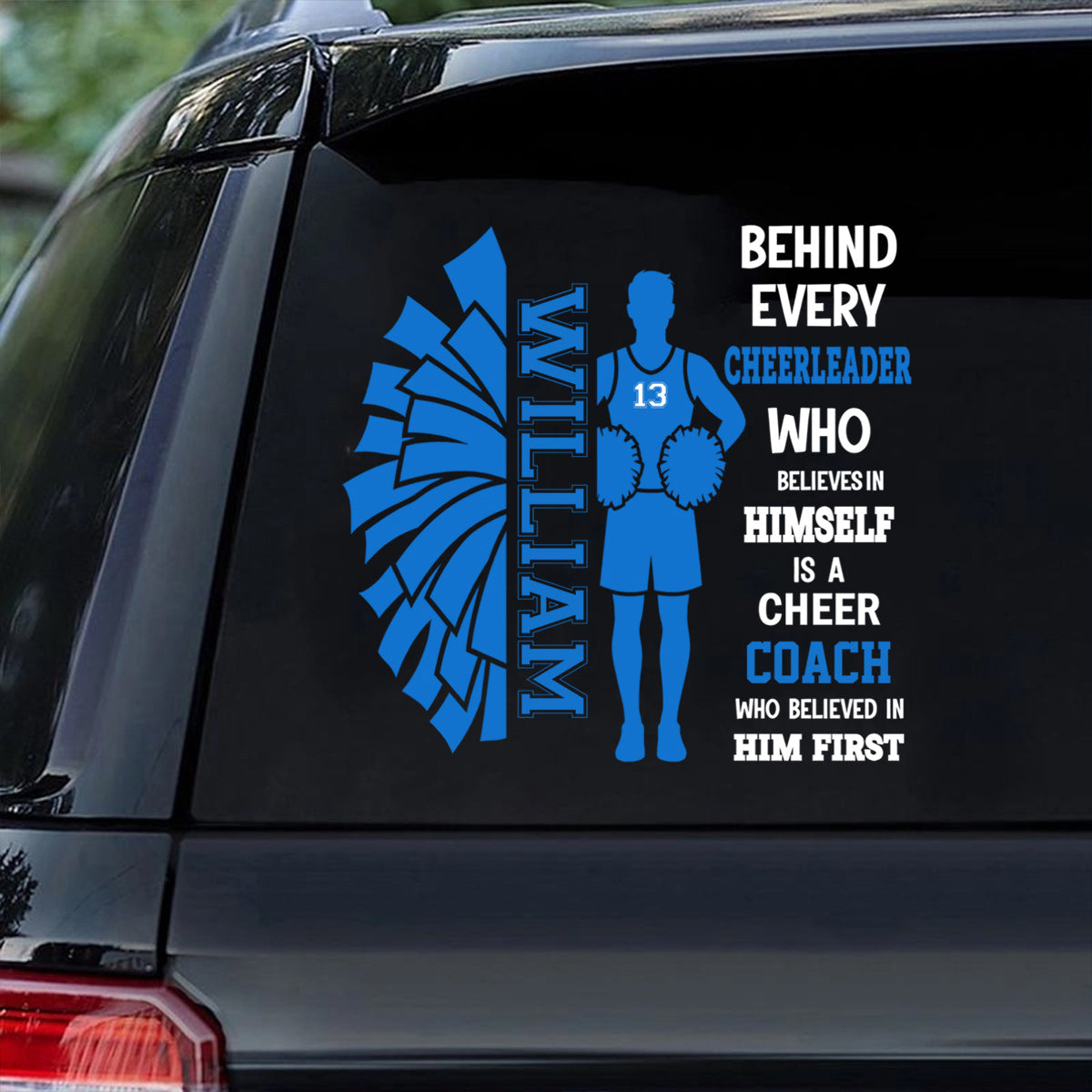 Custom Cheer Player Car Decal - Personalized Cheer Name & Number Sticker for Sports Moms and Dads