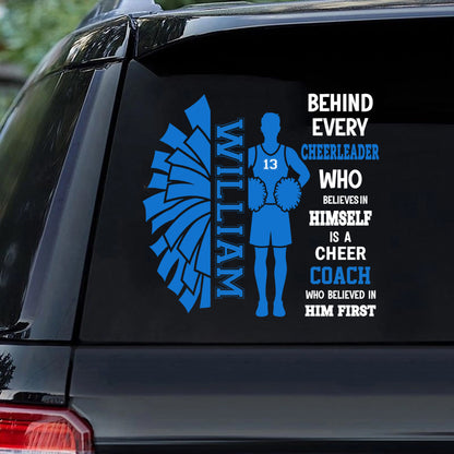 Custom Cheer Player Car Decal - Personalized Cheer Name & Number Sticker for Sports Moms and Dads