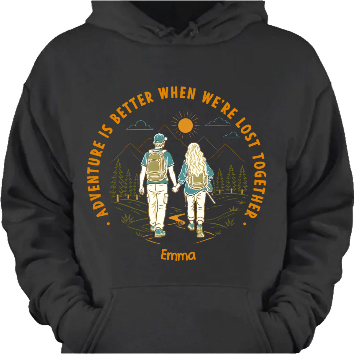 "Adventure Partners For Life" Personalized Couple Shirts - Custom Matching Hiking Camping Tees for Couples