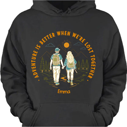 "Adventure Partners For Life" Personalized Couple Shirts - Custom Matching Hiking Camping Tees for Couples