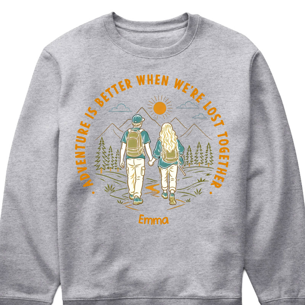 "Adventure Partners For Life" Personalized Couple Shirts - Custom Matching Hiking Camping Tees for Couples