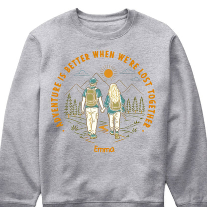 "Adventure Partners For Life" Personalized Couple Shirts - Custom Matching Hiking Camping Tees for Couples