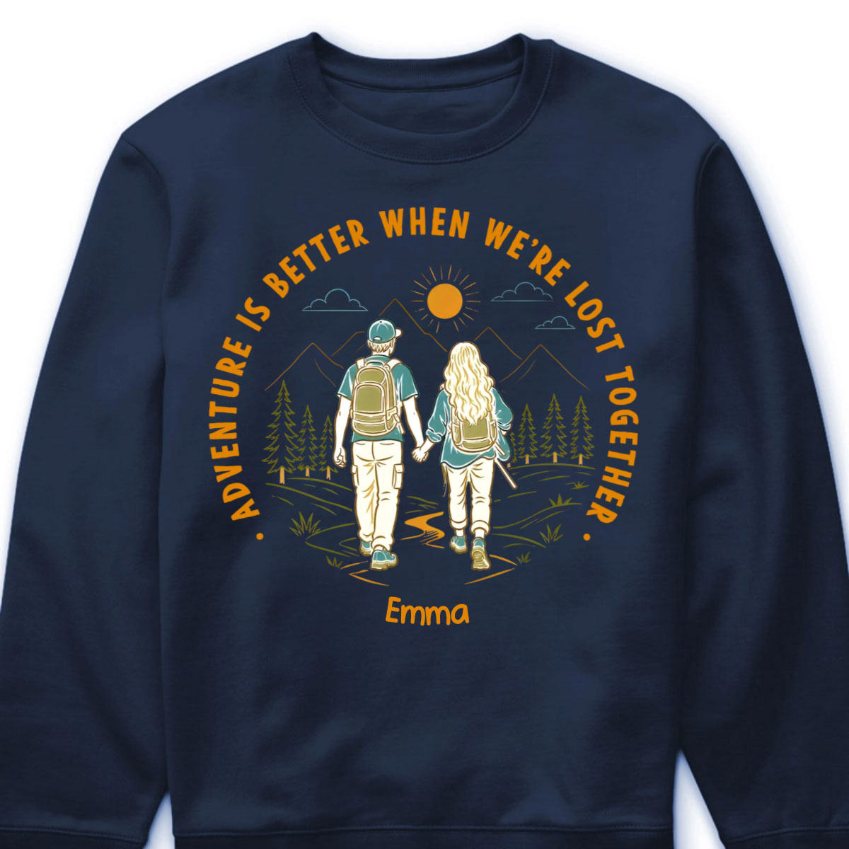 "Adventure Partners For Life" Personalized Couple Shirts - Custom Matching Hiking Camping Tees for Couples
