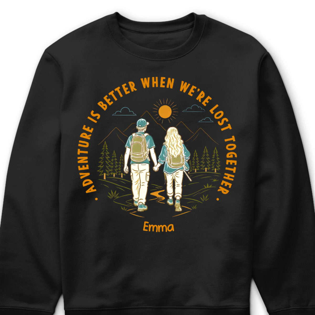 "Adventure Partners For Life" Personalized Couple Shirts - Custom Matching Hiking Camping Tees for Couples