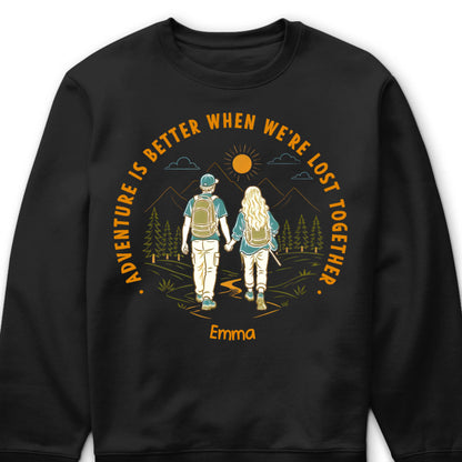 "Adventure Partners For Life" Personalized Couple Shirts - Custom Matching Hiking Camping Tees for Couples