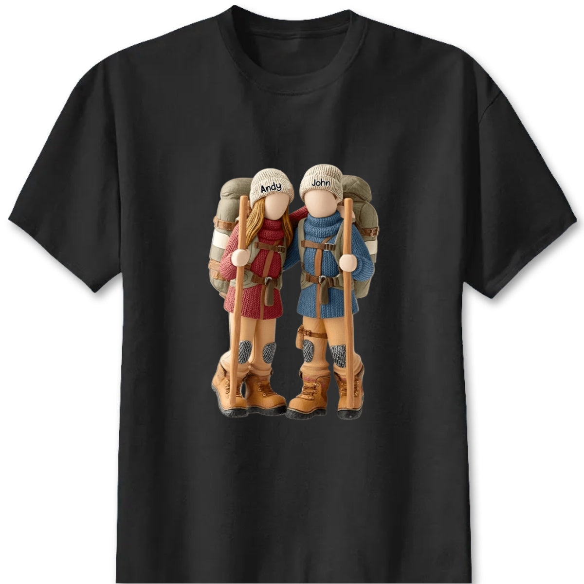 Hiking Partners for Life Personalized T-Shirt - Custom Couple Backpacker Keepsake Gift