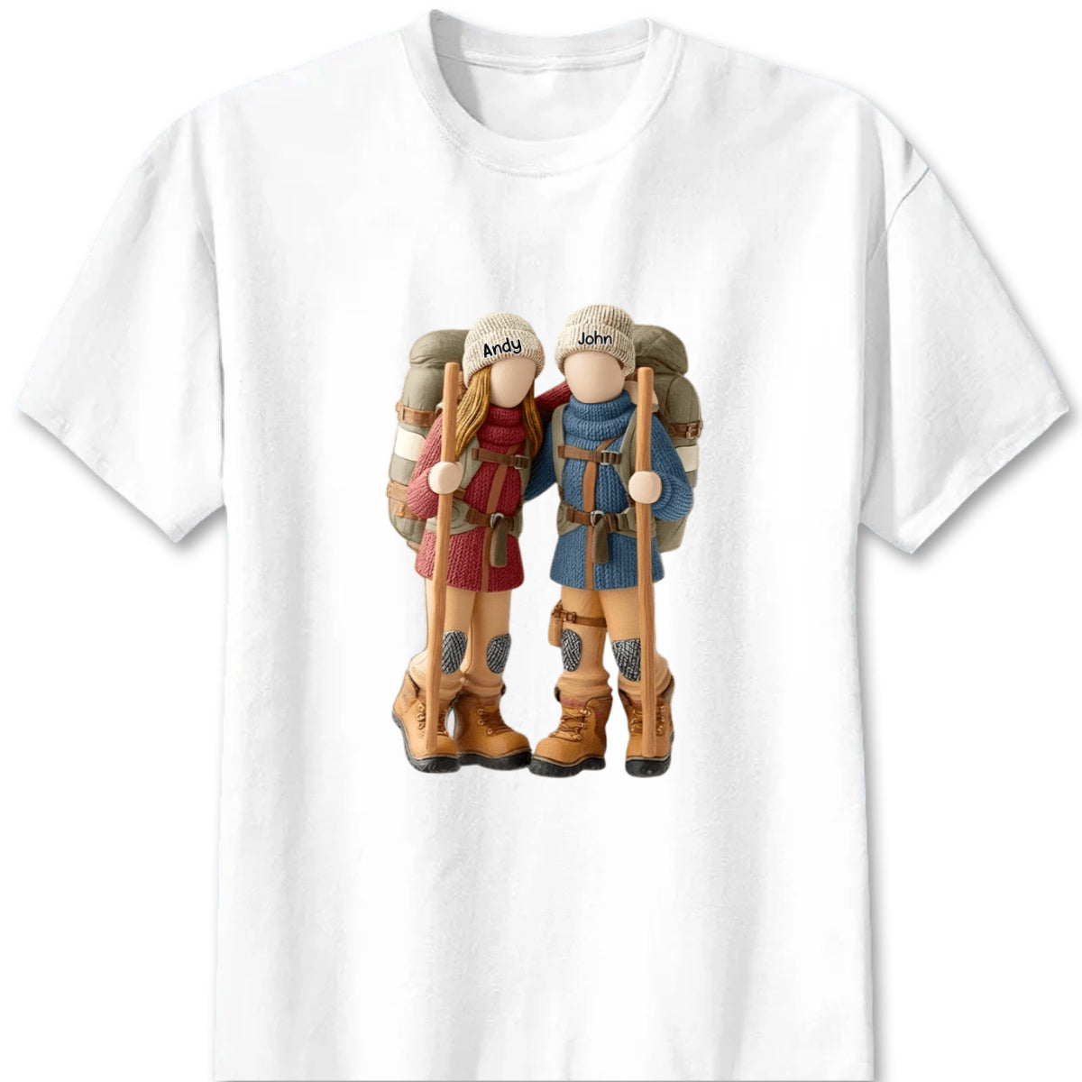 Hiking Partners for Life Personalized T-Shirt - Custom Couple Backpacker Keepsake Gift
