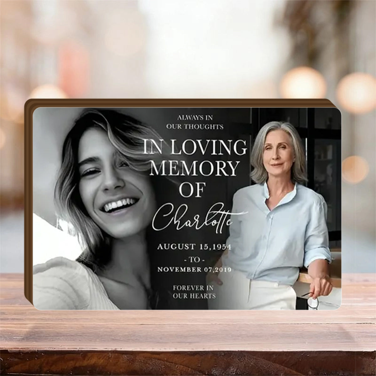 In Loving Memory - Personalized Photo Memorial Wooden Block