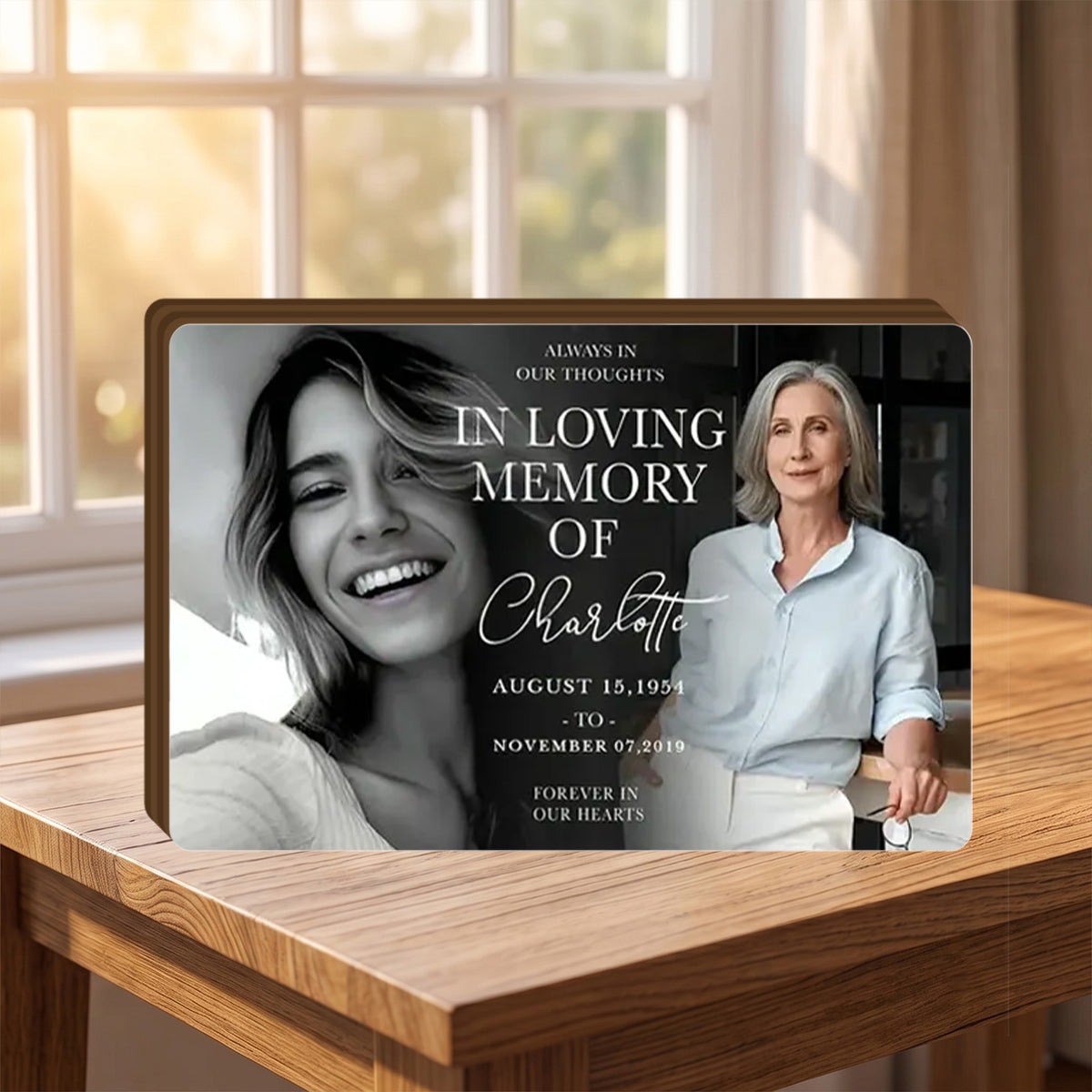 In Loving Memory - Personalized Photo Memorial Wooden Block