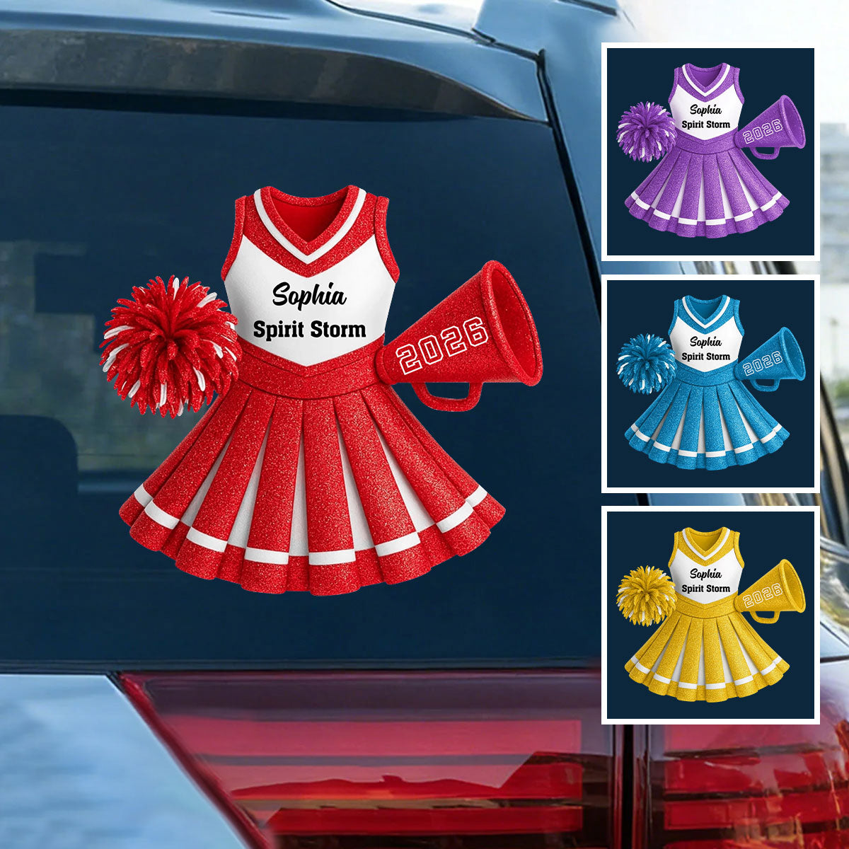 Personalized Cheerleading Uniform Car Sticker - Custom Decal with Name & Number