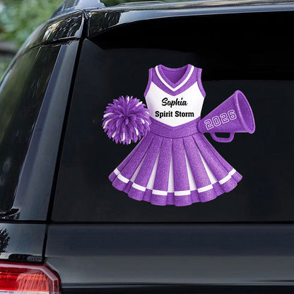 Personalized Cheerleading Uniform Car Sticker - Custom Decal with Name & Number