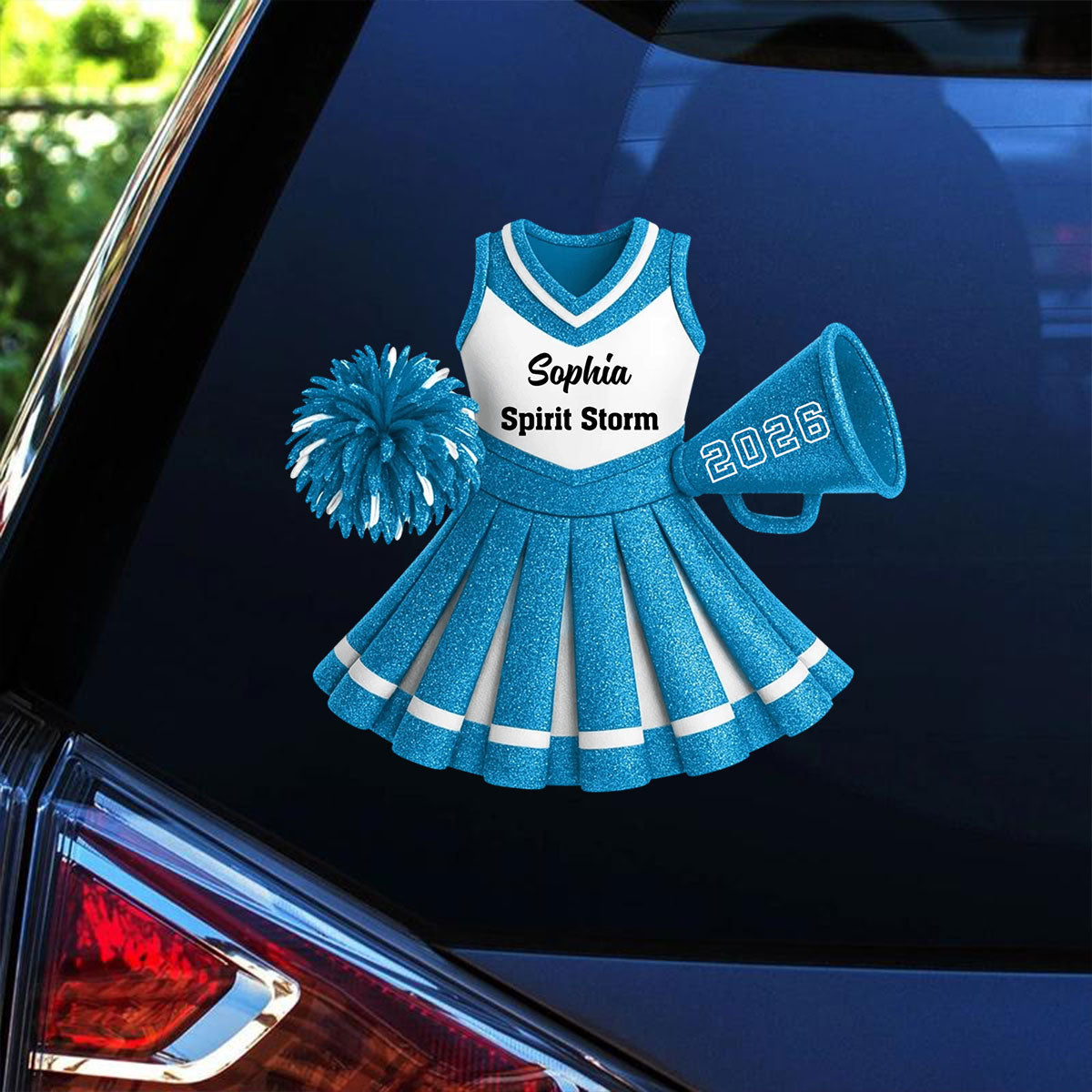 Personalized Cheerleading Uniform Car Sticker - Custom Decal with Name & Number