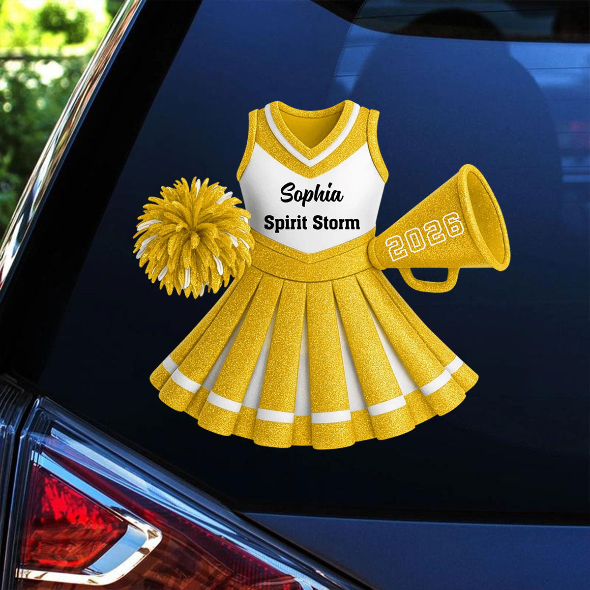Personalized Cheerleading Uniform Car Sticker - Custom Decal with Name & Number