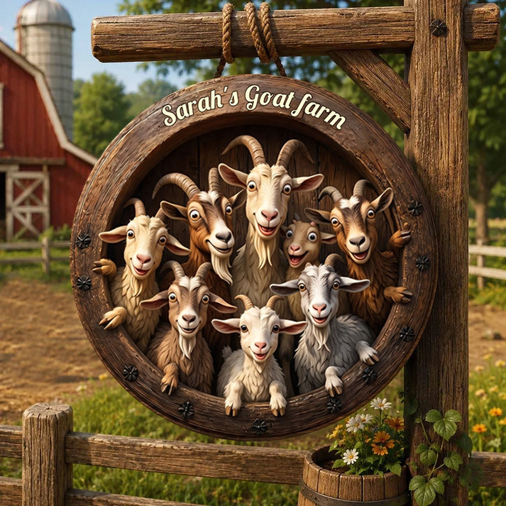 Funny Goat Farm Barn Decor Personalized Wood Sign - Custom Gift for Goat Lovers and Farmers