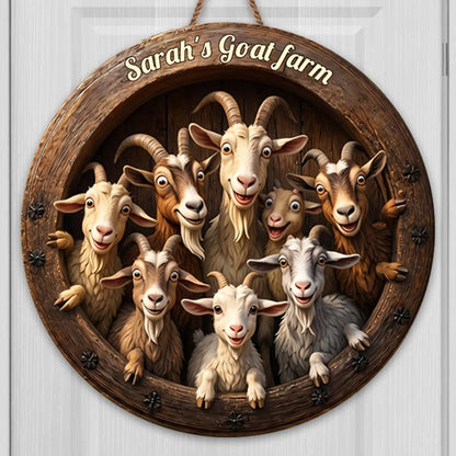 Funny Goat Farm Barn Decor Personalized Wood Sign - Custom Gift for Goat Lovers and Farmers