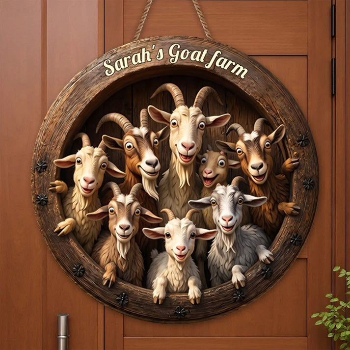 Funny Goat Farm Barn Decor Personalized Wood Sign - Custom Gift for Goat Lovers and Farmers