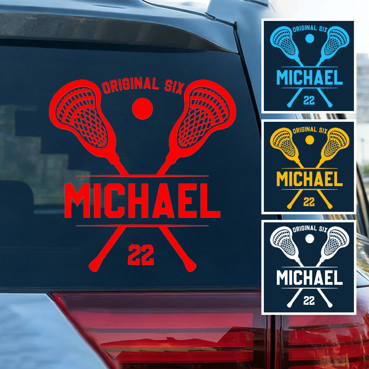 Personalized Lacrosse Player Car Window Decal Sticker - Custom Team Name Number Gift