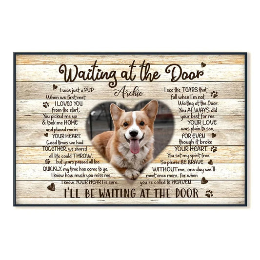 Waiting at the Door Personalized Dog Memorial Canvas / Poster - Custom Pet Loss Keepsake Wall Art for Dog Lovers