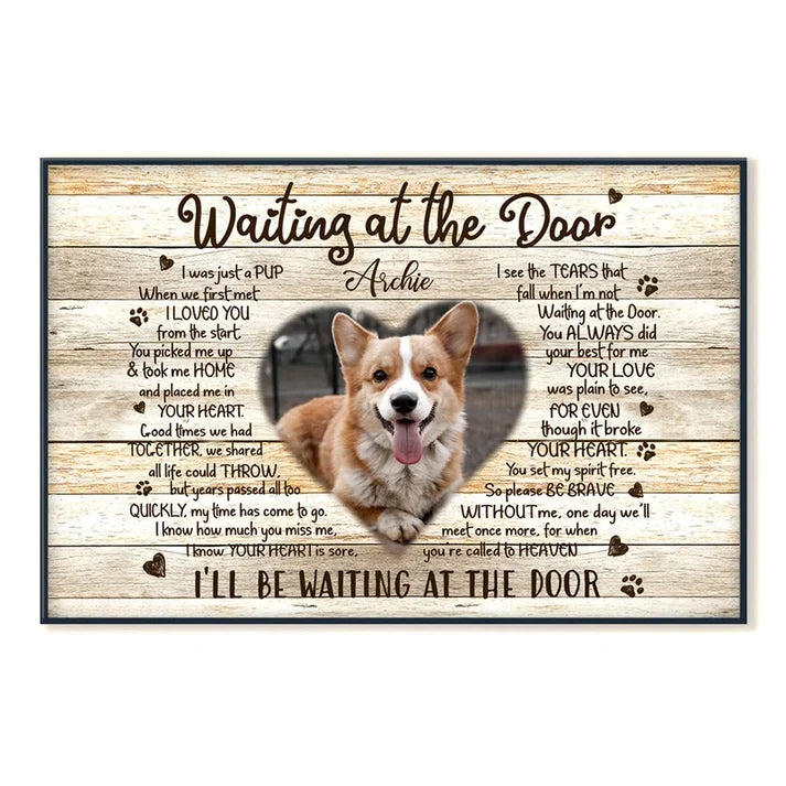 Waiting at the Door Personalized Dog Memorial Canvas / Poster - Custom Pet Loss Keepsake Wall Art for Dog Lovers