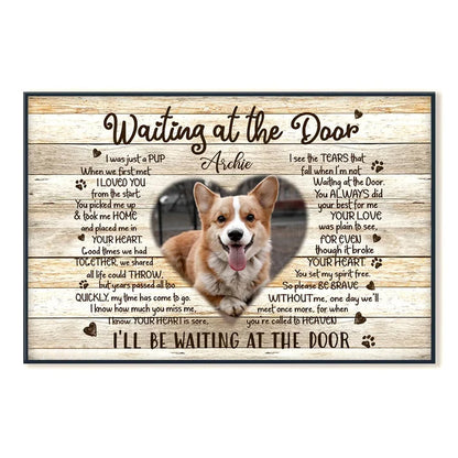 Waiting at the Door Personalized Dog Memorial Canvas / Poster - Custom Pet Loss Keepsake Wall Art for Dog Lovers