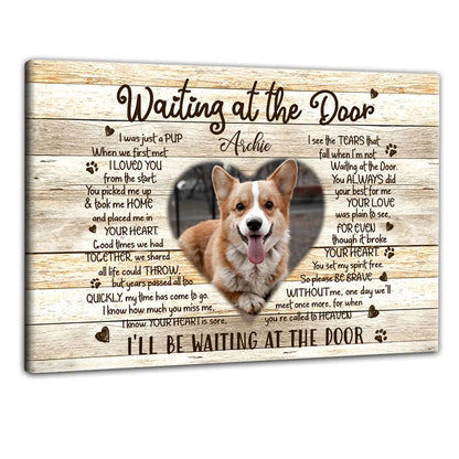 Waiting at the Door Personalized Dog Memorial Canvas / Poster - Custom Pet Loss Keepsake Wall Art for Dog Lovers
